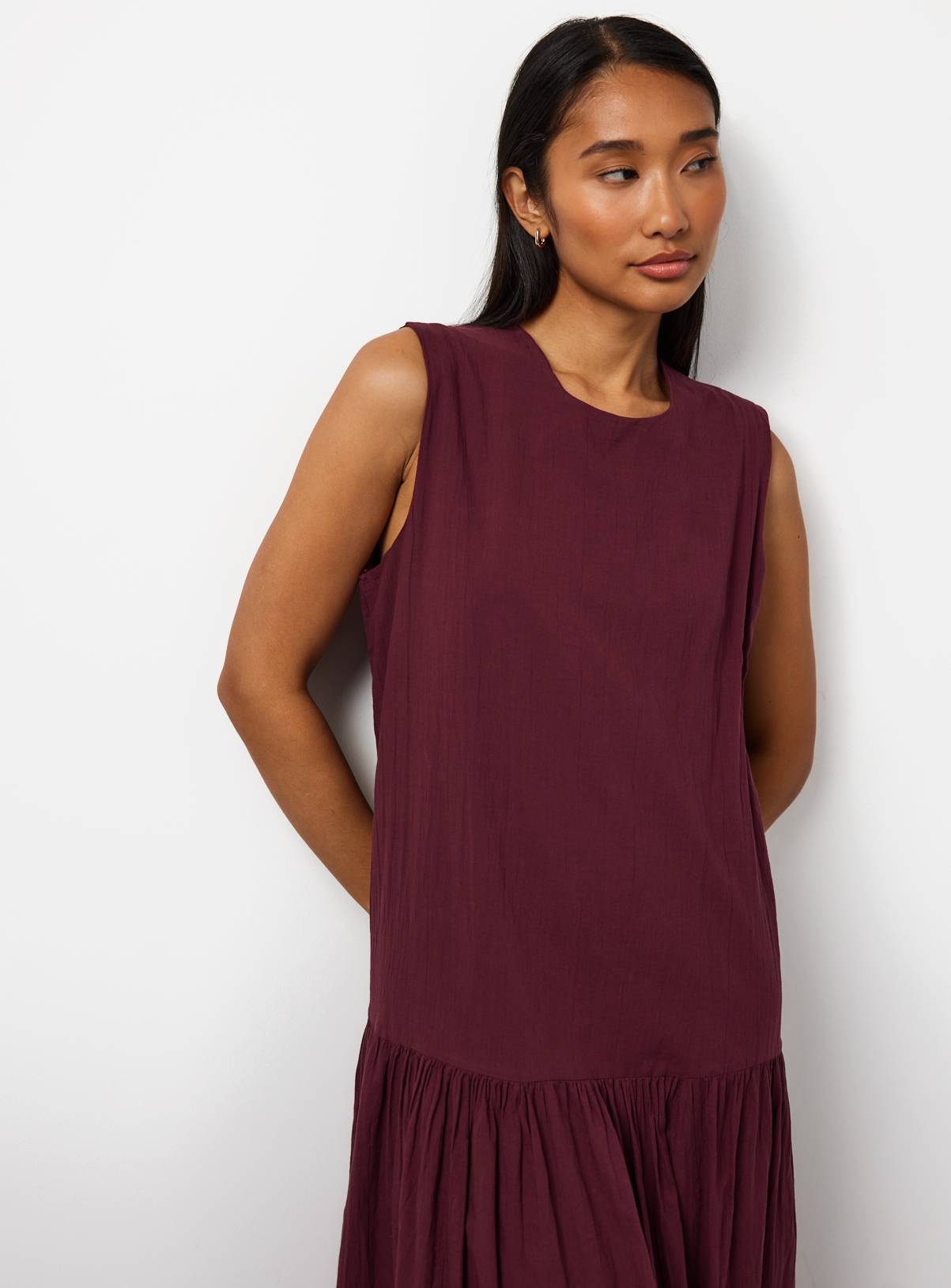 Berry Red Drop Waist Sleeveless Tiered Dress 12 - Image 2